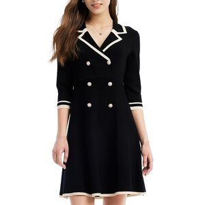 Goelia - Button Up Mini Sweater Dress - Black and white